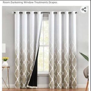 🪟 Metro Parlor Blackout Tan Gold Ombre Moroccan Print Luxury Curtain w/ grommet